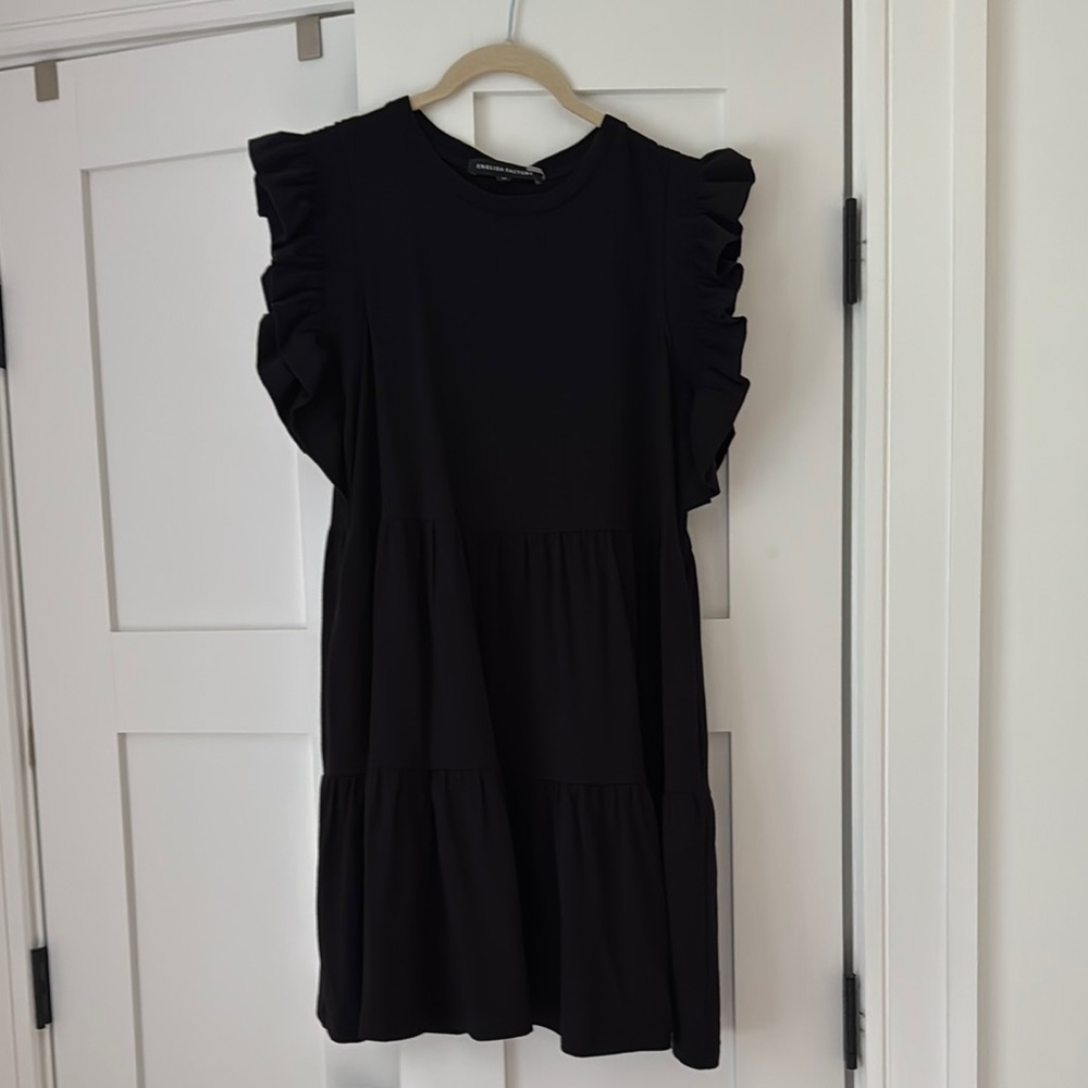 English Factory Black Ruffle Sleeve Dress - Picture 2 of 8